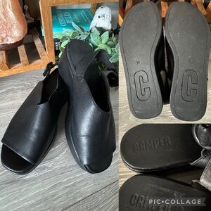 Camper Misia Black Flatforms flats platforms Slingback Shoes black leather sz 7